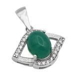 گردنبند عقیق سبز نقره زنانه طرح مهلا