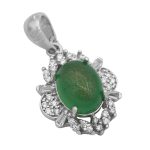 گردنبند عقیق سبز نقره زنانه طرح کیانا + حکاکی آیه من یتق الله