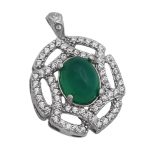 گردنبند عقیق سبز نقره زنانه طرح رز