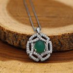 گردنبند عقیق سبز نقره زنانه طرح رز - Image 2