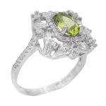 انگشتر زبرجد الماس تراش نقره زنانه طرح ناهید