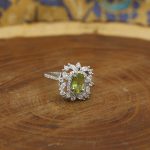 انگشتر زبرجد الماس تراش نقره زنانه طرح ناهید - Image 2