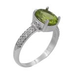 انگشتر زبرجد الماس تراش نقره زنانه طرح فرناز