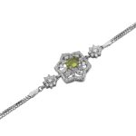 دستبند زبرجد الماس تراش نقره زنانه طرح ثمین