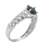 انگشتر زمرد الماس تراش نقره زنانه طرح ختن