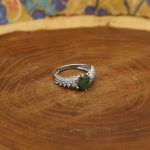 انگشتر زمرد الماس تراش نقره زنانه طرح ختن - Image 2