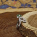 انگشتر زمرد الماس تراش نقره زنانه طرح زهره - Image 2