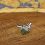 انگشتر زمرد الماس تراش نقره زنانه طرح زهره - Image 3