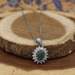 گردنبند زمرد زامبیا الماس تراش نقره زنانه طرح ترلان - Image 2