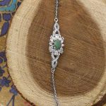 دستبند زمرد الماس تراش نقره زنانه طرح سریه - Image 3