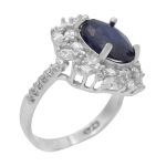 انگشتر یاقوت کبود الماس تراش نقره زنانه طرح فرشته