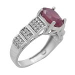 انگشتر یاقوت سرخ الماس تراش نقره زنانه طرح گل یخ