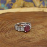 انگشتر یاقوت سرخ الماس تراش نقره زنانه طرح گل یخ - Image 2