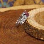 انگشتر یاقوت سرخ الماس تراش نقره زنانه طرح گل یخ - Image 3