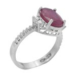 انگشتر یاقوت سرخ الماس تراش نقره زنانه طرح نیکادل