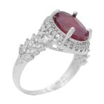 انگشتر یاقوت سرخ الماس تراش نقره زنانه طرح آبشار