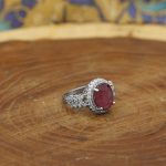 انگشتر یاقوت سرخ الماس تراش نقره زنانه طرح آبشار - Image 2