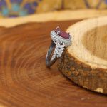 انگشتر یاقوت سرخ الماس تراش نقره زنانه طرح آبشار - Image 3