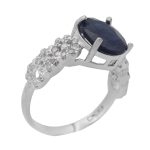 انگشتر یاقوت کبود الماس تراش نقره زنانه طرح کیانا