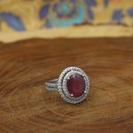 انگشتر یاقوت سرخ الماس تراش نقره زنانه طرح حریر - Image 3