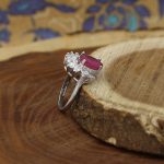 انگشتر یاقوت سرخ الماس تراش نقره زنانه طرح فرزانه - Image 2