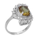 انگشتر الکساندریت الماس تراش نقره زنانه طرح ماه بانو