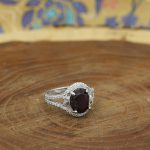 انگشتر گارنت الماس تراش نقره زنانه طرح آسنات - Image 3