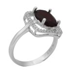 انگشتر گارنت الماس تراش نقره زنانه طرح حلیمه