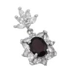 گردنبند گارنت الماس تراش نقره زنانه طرح تهمینه