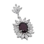 گردنبند گارنت الماس تراش نقره زنانه طرح سارا