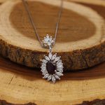 گردنبند گارنت الماس تراش نقره زنانه طرح سارا - Image 2