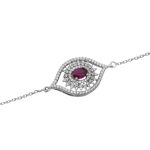 دستبند گارنت الماس تراش نقره زنانه طرح نرگس