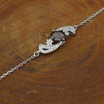 دستبند گارنت الماس تراش نقره زنانه طرح نبات - Image 2