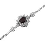 دستبند گارنت الماس تراش نقره زنانه طرح مستانه