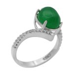 انگشتر یشم نقره زنانه طرح فائزه