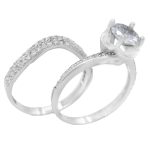 حلقه و پشت حلقه نقره زنانه طرح افسانه