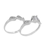 حلقه و پشت حلقه نقره زنانه طرح نیلوفر