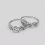 حلقه و پشت حلقه نقره زنانه طرح نیلوفر - Image 2