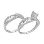 حلقه و پشت حلقه نقره زنانه طرح اترا