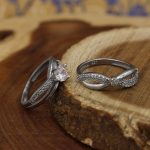 حلقه و پشت حلقه نقره زنانه طرح کیسی - Image 2