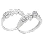 حلقه و پشت حلقه نقره زنانه طرح ربکا