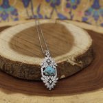 گردنبند فیروزه نیشابوری نقره زنانه طرح مهتاب - Image 3