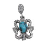 گردنبند فیروزه نیشابوری نقره زنانه طرح محبوبه