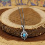 گردنبند فیروزه نیشابوری نقره زنانه طرح طاهره - Image 2