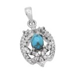 گردنبند فیروزه نیشابوری نقره زنانه طرح طیبه