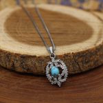 گردنبند فیروزه نیشابوری نقره زنانه طرح طیبه - Image 2