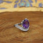 انگشتر آمیتیست نقره زنانه طرح هدیه - Image 3