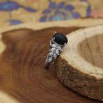 انگشتر عقیق مشکی نقره زنانه طرح پرستو - Image 3