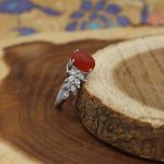 انگشتر عقیق سرخ نقره زنانه طرح پرستو - Image 2