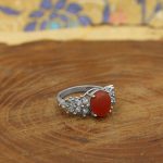 انگشتر عقیق سرخ نقره زنانه طرح پرستو - Image 3